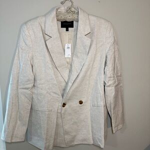 Banana Republic Linen-Blend Double Breasted Blazer Size 14 Flax